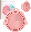 Foldable Silicone Makeup Brush Cleaner Bowl - Portable Cleaning Tool for Brushes, Powder Puffs, and Sponges (Pink)
