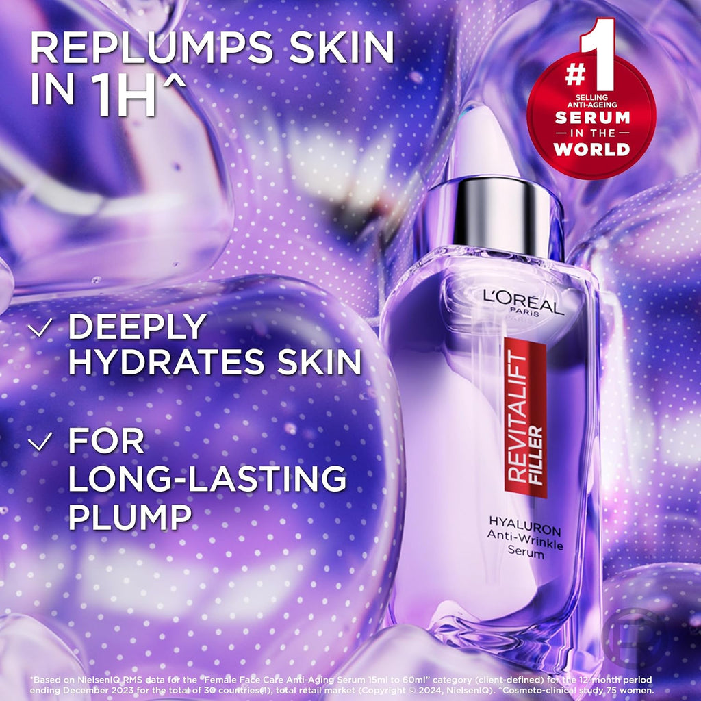 L'Oréal Paris, Face Serum, Hydrating & Plumping, Revitalift Filler 1.5% Pure Hyaluronic Acid, 30 Ml