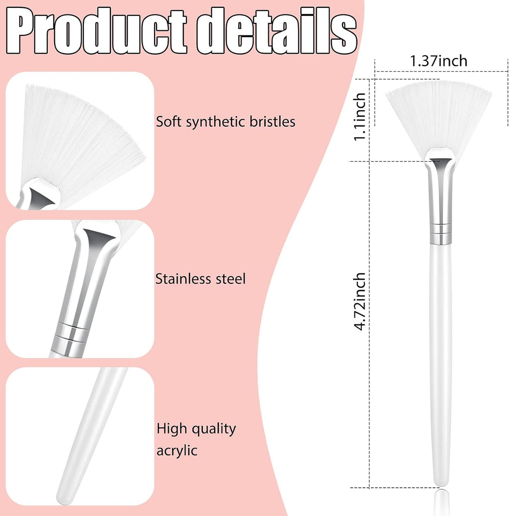 14 Pieces Fan Brushes Applicator, Mask Brushes for Facial Makeup Tools for Face Cosmetic(White)