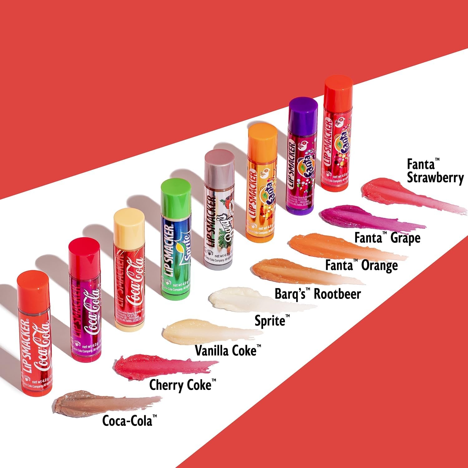 Coca-Cola Flavored Balm, 8 Count, Flavors Coke, Cherry Vanilla Sprite, Root Beer, Orange Fanta, Grape Strawberry Fanta