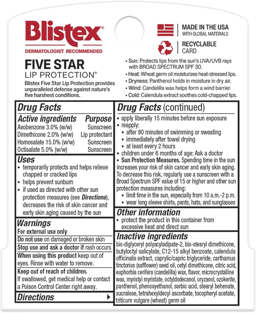 Five Star Lip Protection, .15 Ounce